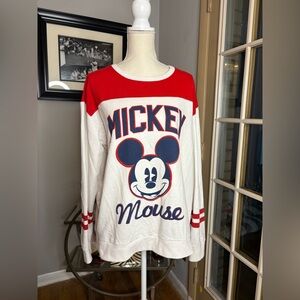Disney Mickey Mouse Red and White Long Sleeve Tee